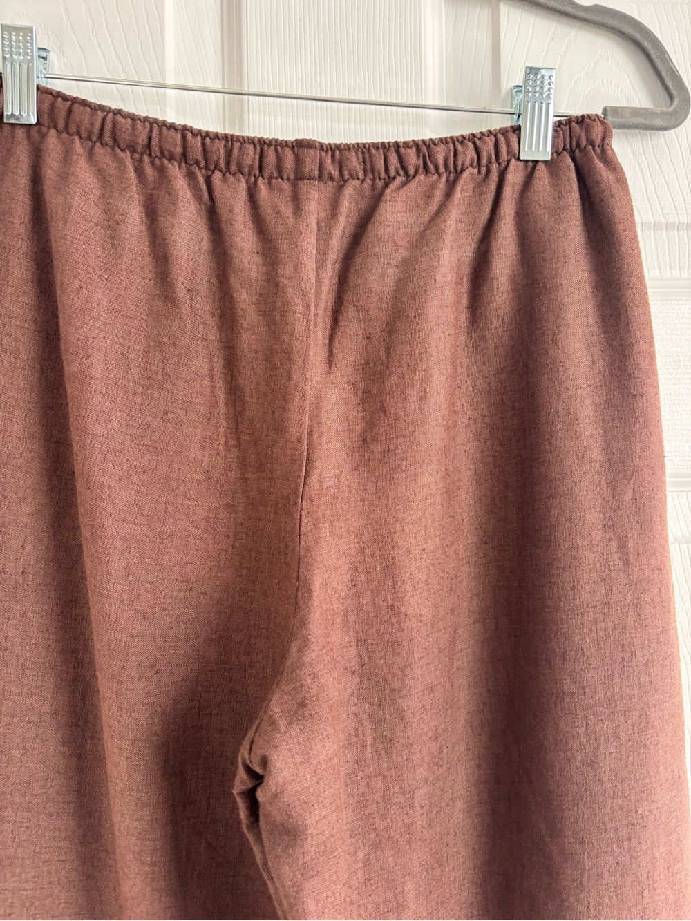 Abercrombie & Fitch Brown Linen-Blend Embroidered Hem Pants - Picture 3 of 8